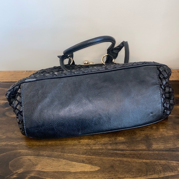 Black Woven Leather Fleur De Luv Purse Bag - Picture 3 of 6